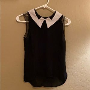 Vintage-style Black & White Collared Blouse